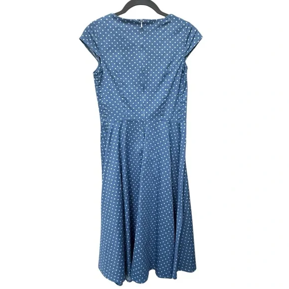 Blue Polka Dot Rockabilly Fit & Flare Dress size XS - Picture 9 of 11